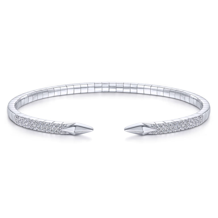 Demure - Split 14K White Gold Diamond Spear Bangle - 0.5 ct - Shot 1