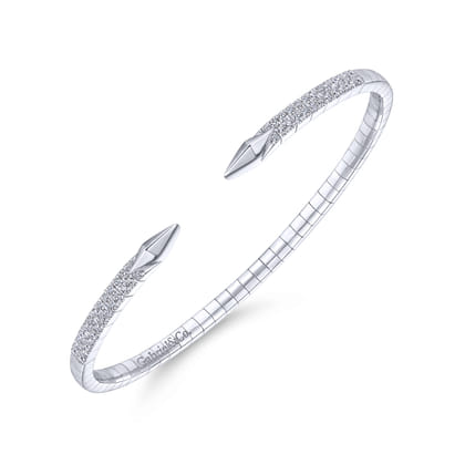 Demure - Split 14K White Gold Diamond Spear Bangle