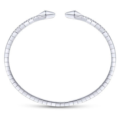 Demure - Split 14K White Gold Diamond Spear Bangle