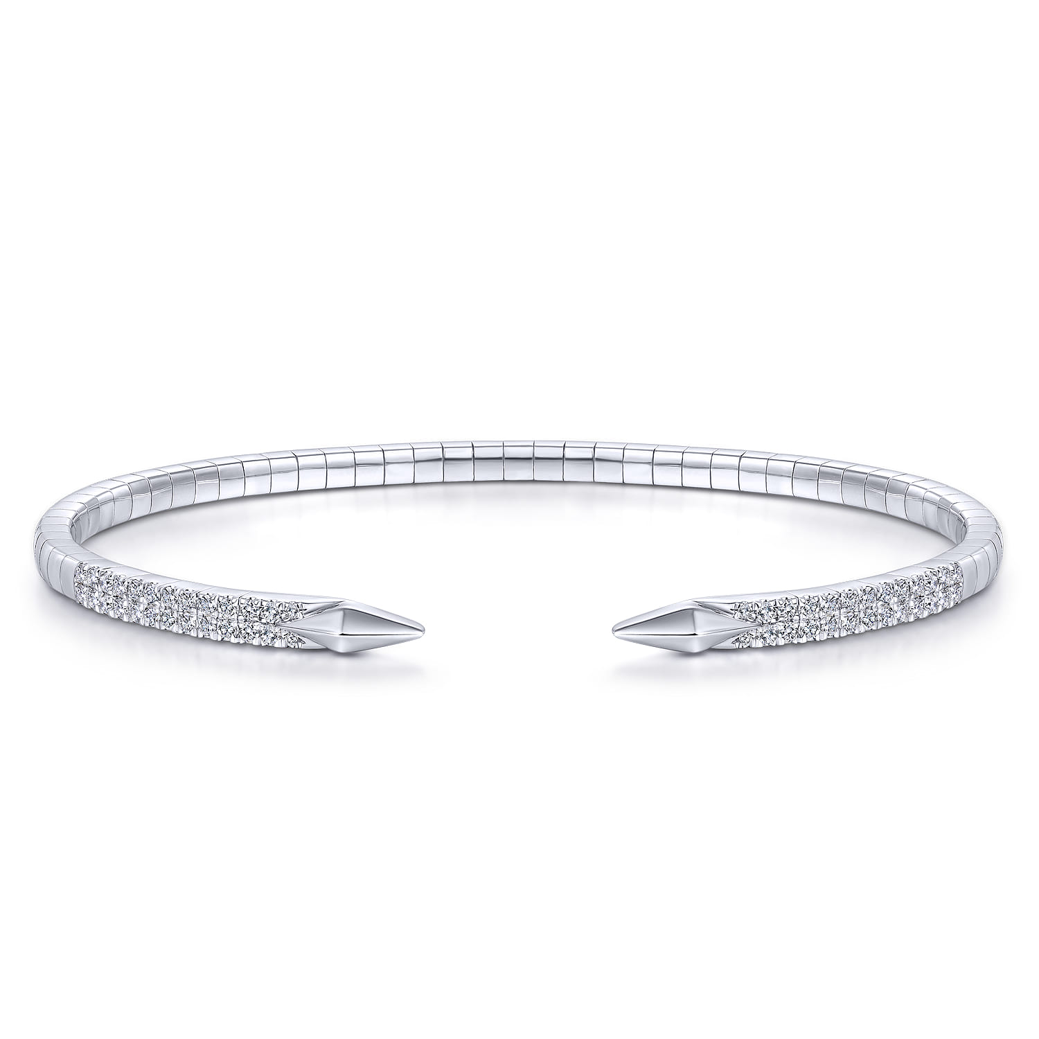 Demure - Split 14K White Gold Diamond Spear Bangle - 0.5 ct - Shot 1