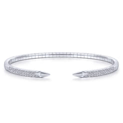 Demure - Split 14K White Gold Diamond Spear Bangle