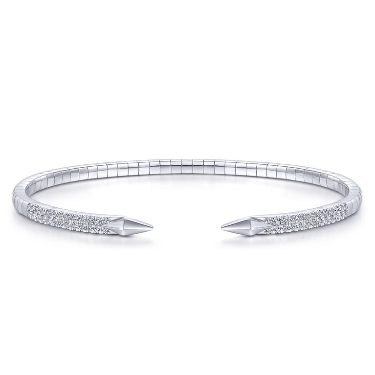 Demure - Split 14K White Gold Diamond Spear Bangle - 0.5 ct - Shot 1