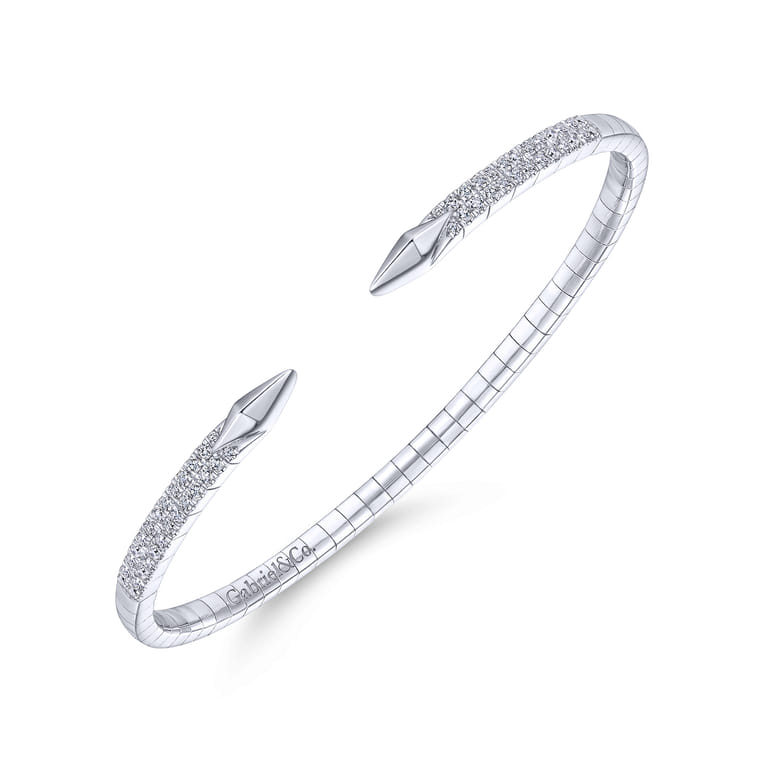 Demure - Split 14K White Gold Diamond Spear Bangle - 0.5 ct - Shot 2
