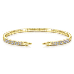 Demure - Split 14K Yellow Gold Diamond Spear Bangle
