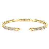 Demure - Split 14K Yellow Gold Diamond Spear Bangle