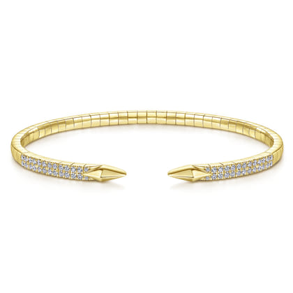 Demure - Split 14K Yellow Gold Diamond Spear Bangle