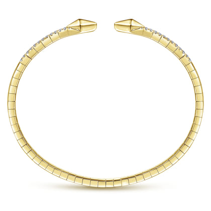 Demure - Split 14K Yellow Gold Diamond Spear Bangle
