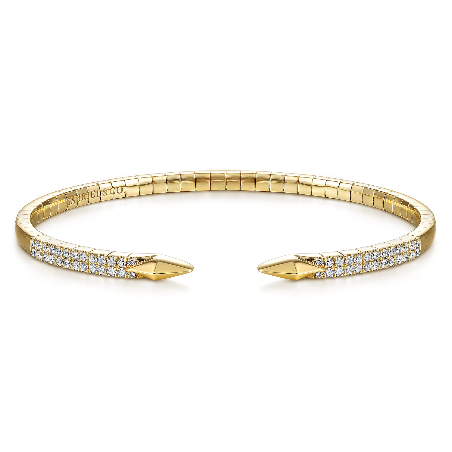 Demure - Split 14K Yellow Gold Diamond Spear Bangle - 0.5 ct - Shot 1
