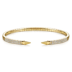 Demure - Split 14K Yellow Gold Diamond Spear Bangle