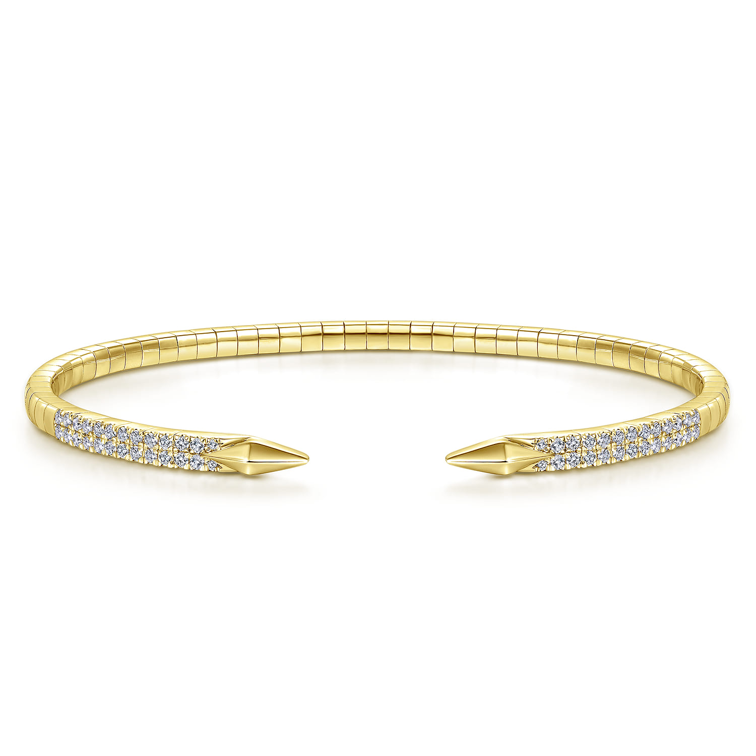 Demure - Split 14K Yellow Gold Diamond Spear Bangle - 0.5 ct - Shot 1