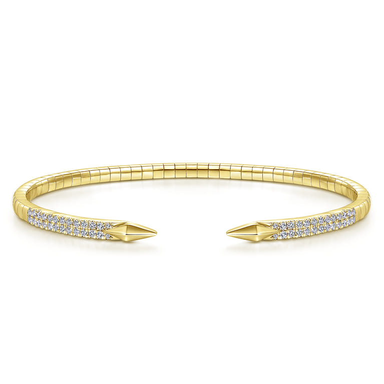 Demure - Split 14K Yellow Gold Diamond Spear Bangle - 0.5 ct - Shot 1
