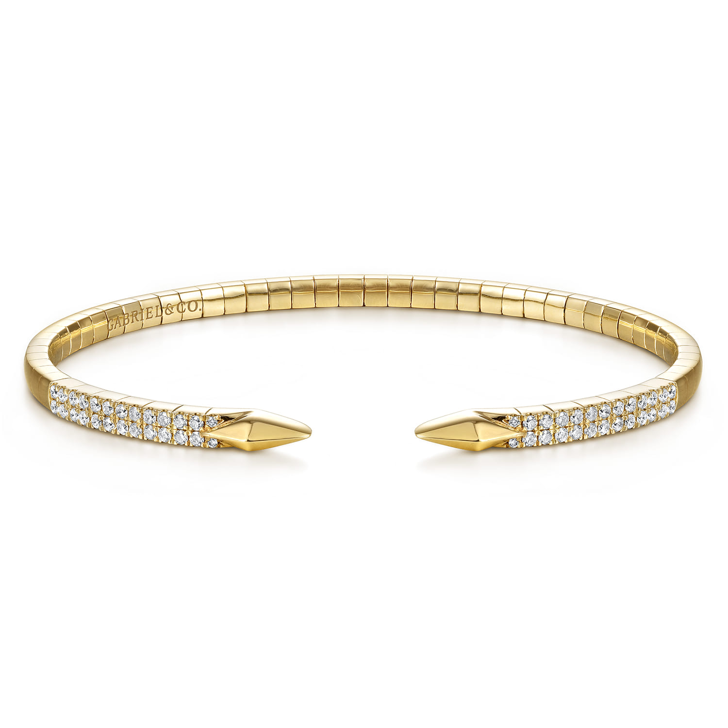 Demure - Split 14K Yellow Gold Diamond Spear Bangle - 0.5 ct - Shot 1