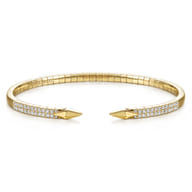 Demure - Split 14K Yellow Gold Diamond Spear Bangle