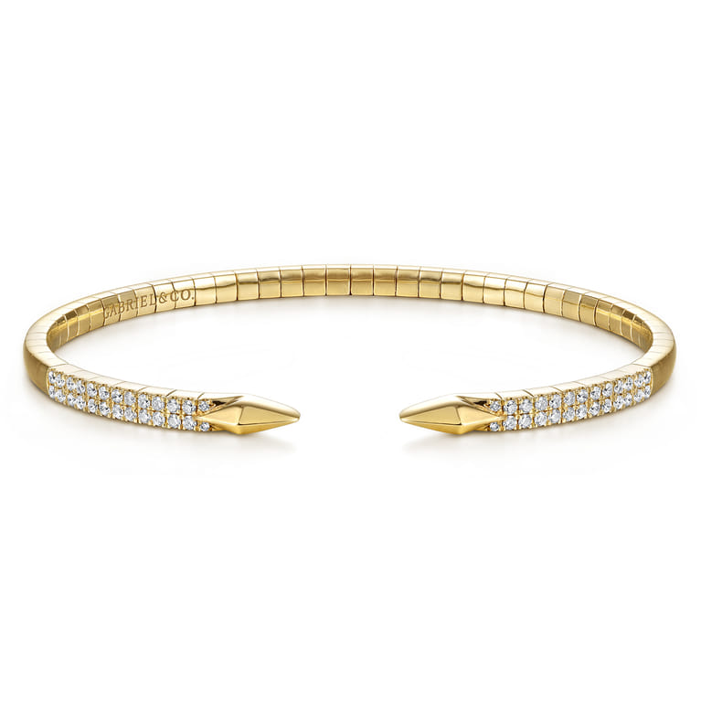 Demure - Split 14K Yellow Gold Diamond Spear Bangle - 0.5 ct - Shot 1