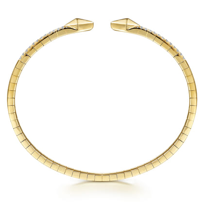 Demure - Split 14K Yellow Gold Diamond Spear Bangle