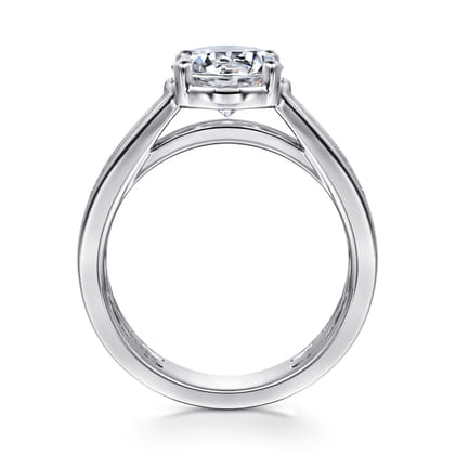 Dennise - 14K White Gold Wide Band Round Diamond Engagement Ring