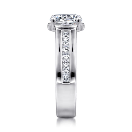 Dennise - 14K White Gold Wide Band Round Diamond Engagement Ring