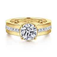 Dennise - 14K Yellow Gold Bezel Prong Wide Band Round Diamond Engagement Ring