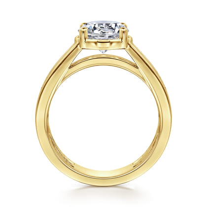 Dennise - 14K Yellow Gold Bezel Prong Wide Band Round Diamond Engagement Ring