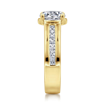 Dennise - 14K Yellow Gold Bezel Prong Wide Band Round Diamond Engagement Ring
