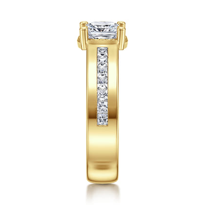 Dennise - 14K Yellow Gold Wide Band Cushion Cut Diamond Engagement Ring