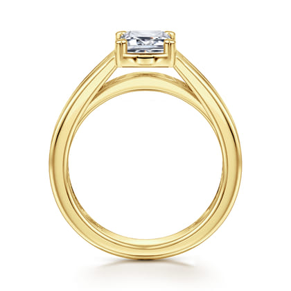 Dennise - 14K Yellow Gold Wide Band Emerald Cut Diamond Engagement Ring