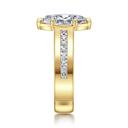 Dennise - 14K Yellow Gold Wide Band Marquise Shape Diamond Engagement Ring