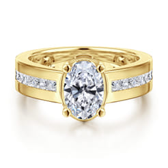 Dennise - 14K Yellow Gold Wide Band Oval Diamond Engagement Ring