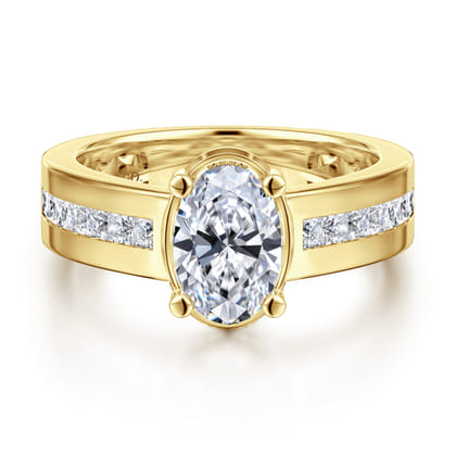 Dennise - 14K Yellow Gold Wide Band Oval Diamond Engagement Ring