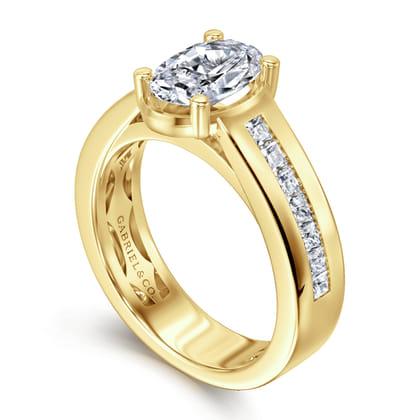 Dennise - 14K Yellow Gold Wide Band Oval Diamond Engagement Ring