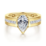 Dennise - 14K Yellow Gold Wide Band Pear Shape Diamond Engagement Ring