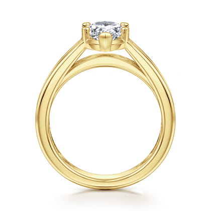 Dennise - 14K Yellow Gold Wide Band Pear Shape Diamond Engagement Ring