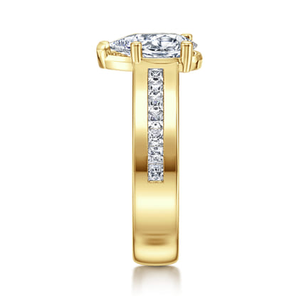 Dennise - 14K Yellow Gold Wide Band Pear Shape Diamond Engagement Ring