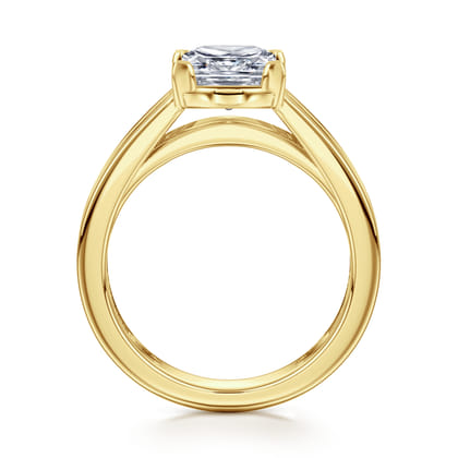 Dennise - 14K Yellow Gold Wide Band Princess Cut Diamond Engagement Ring