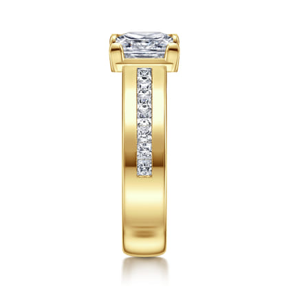 Dennise - 14K Yellow Gold Wide Band Princess Cut Diamond Engagement Ring