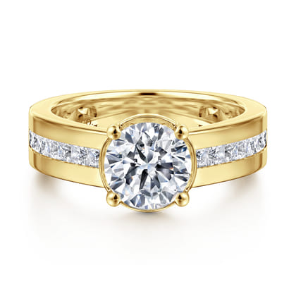 Dennise - 14K Yellow Gold Wide Band Round Diamond Engagement Ring