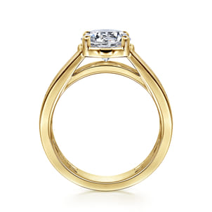 Dennise - 14K Yellow Gold Wide Band Round Diamond Engagement Ring