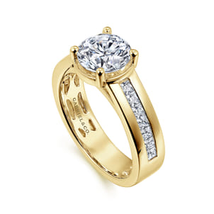 Dennise - 14K Yellow Gold Wide Band Round Diamond Engagement Ring