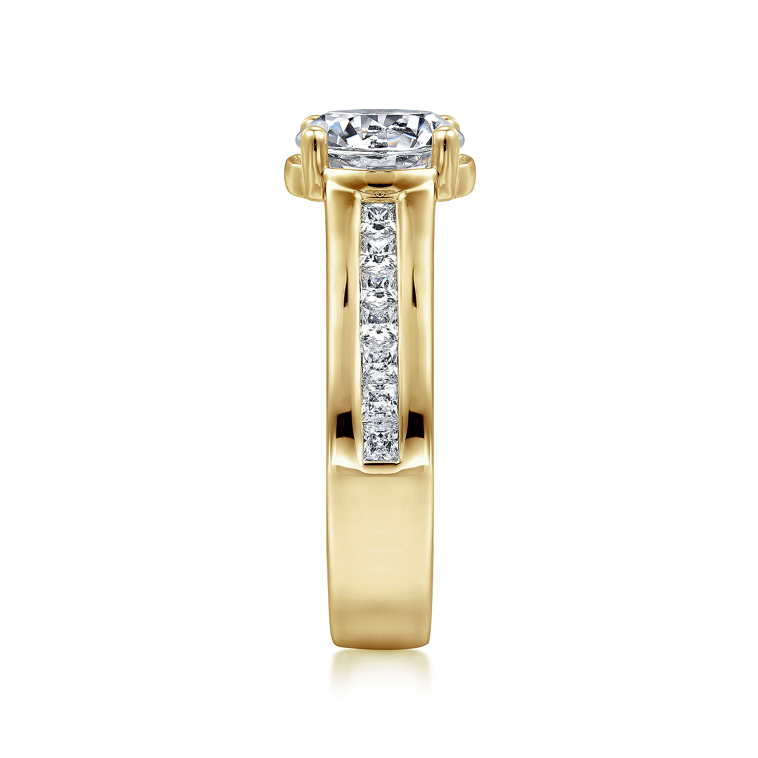Dennise - 14K Yellow Gold Wide Band Round Diamond Engagement Ring