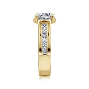 Dennise - 14K Yellow Gold Wide Band Round Diamond Engagement Ring