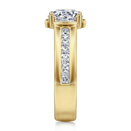 Dennise - 14K Yellow Gold Wide Band Round Diamond Engagement Ring
