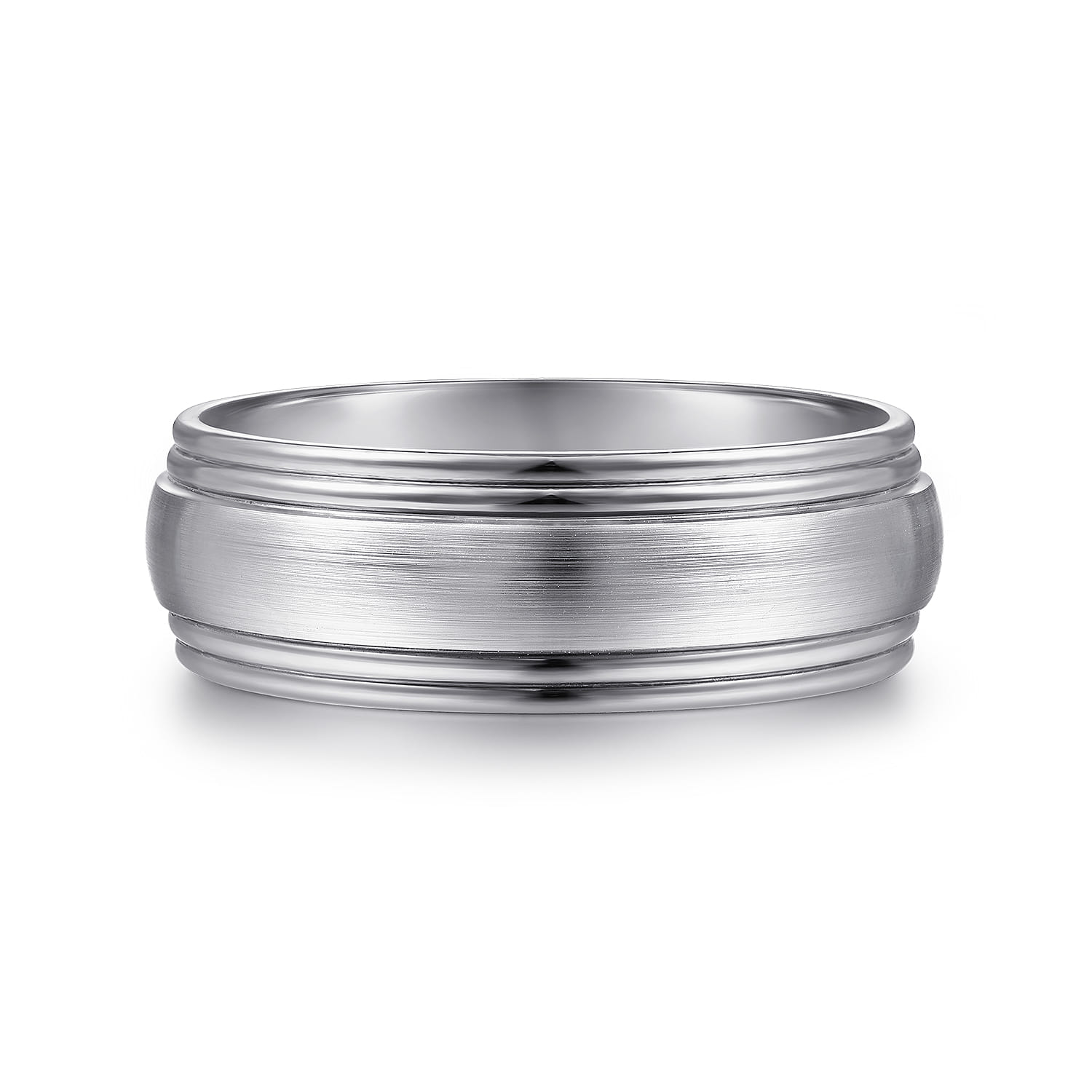 Derek - 14K White Gold 8mm - Men's Wedding Band in Satin Finish - Shot 1