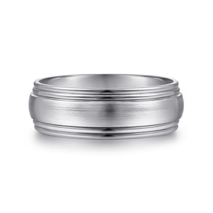 Derek - 14K White Gold 8mm - Men's Wedding Band in Satin Finish