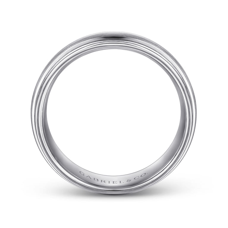 Derek - 14K White Gold 8mm - Men's Wedding Band in Satin Finish - Shot 2