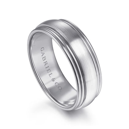 Derek - 14K White Gold 8mm - Men's Wedding Band in Satin Finish