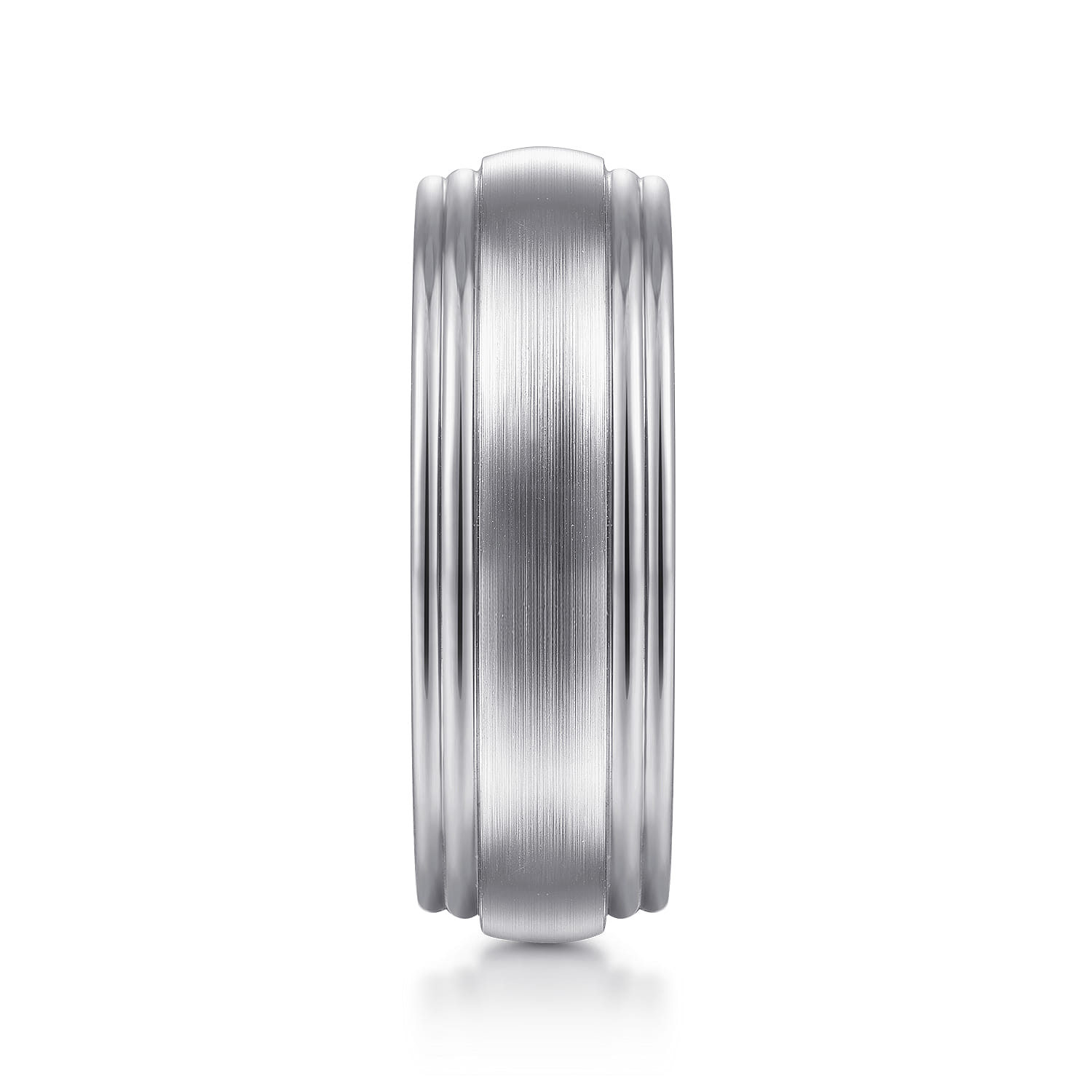 Derek - 14K White Gold 8mm - Men's Wedding Band in Satin Finish - Shot 4