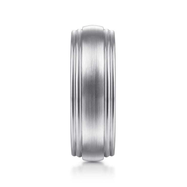 Derek - 14K White Gold 8mm - Men's Wedding Band in Satin Finish - Shot 4
