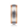 Derek - 14K White-Rose Gold 8mm - Two Tone Men's Wedding Band in Satin Finish