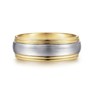 Derek - 14K White-Yellow Gold 8mm - Two Tone Men's Wedding Band in Satin Finish