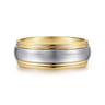 Derek - 14K White-Yellow Gold 8mm - Two Tone Men's Wedding Band in Satin Finish